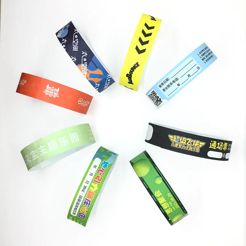 Impermeável Ticket Wristband, Fontes do partido eventos, Pulseira de papel com logotipo, Pulseiras Tyvek personalizadas, Produto personalizado