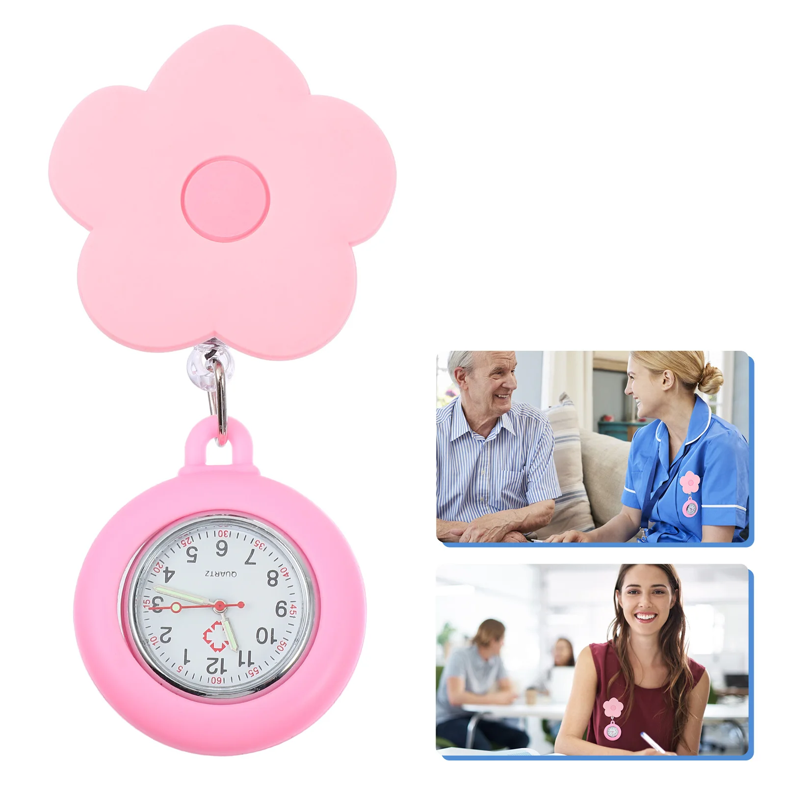 

Cartoon Flower Pocket Stretchable Clip Glass Mirror Mini Hanging Nurse Chest Watch Hospital Accessories Kids Pocket Watch
