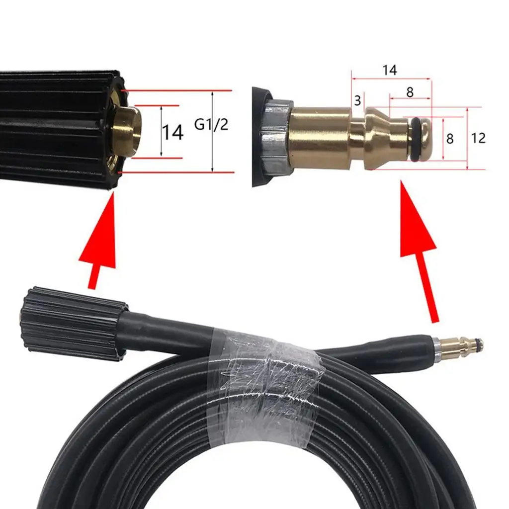 

Black Rubber Pressure Wash Hose 10m Extension for Gerni HUSQ High Pressure Water Cleaner