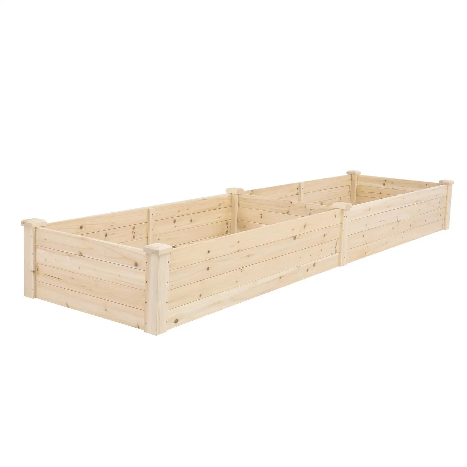 Wooden Planting Frame 234x61x25.5cm Double Grid Garden Bed for Vegetables & Plants