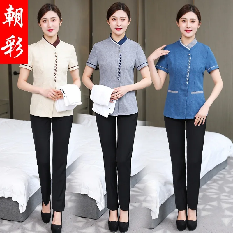 

Cleaning Work Short-Sleeved Summer Clothes Female Hotel Guest Room Cleaner Clothing Property Floor Aunt PA Uniform