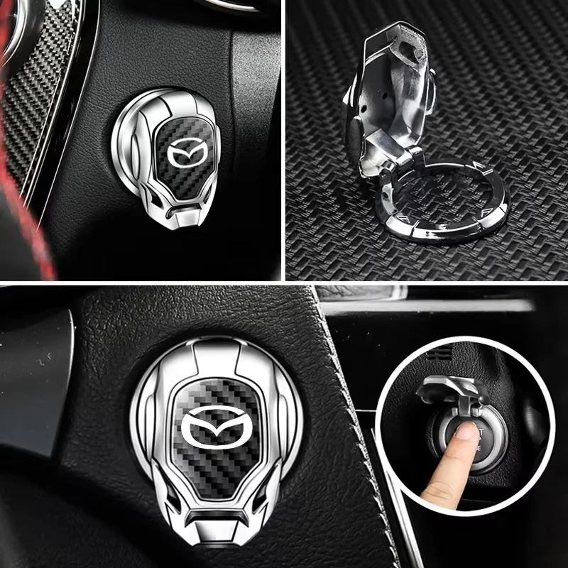 Engine One-button Start Button Switch Carbon Fiber Protective Cover For Mazda 2 3 5 6 Atenza Axela Demio M5 Ms CX3 CX5 CX30 MX5