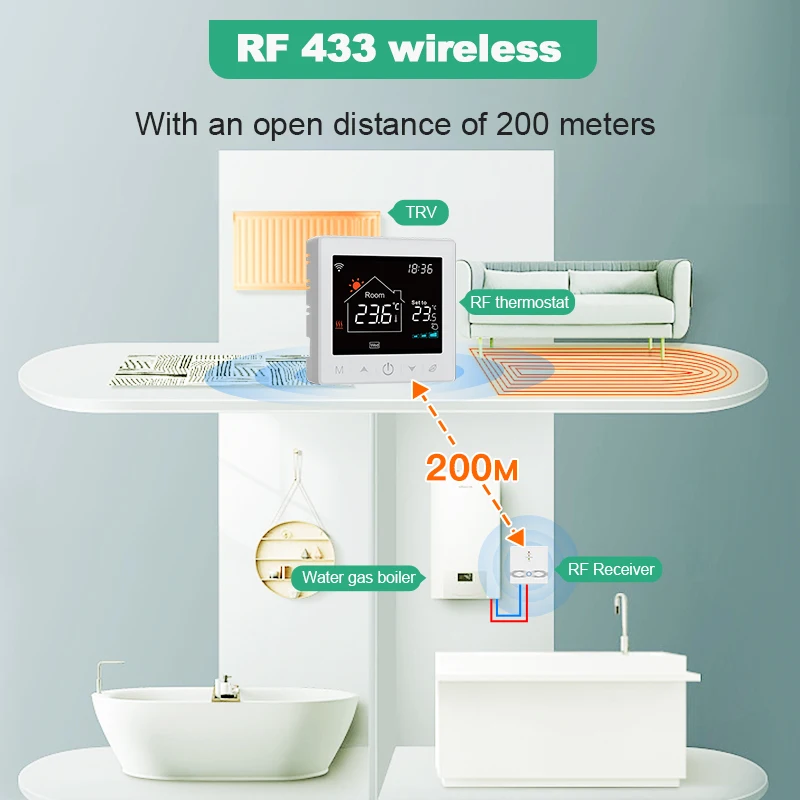 Termostato Wifi Tuya, calefacción programable, caldera de Gas de 433Mhz, calefacción de agua, controlador de temperatura Digital, Alexa y Google Home