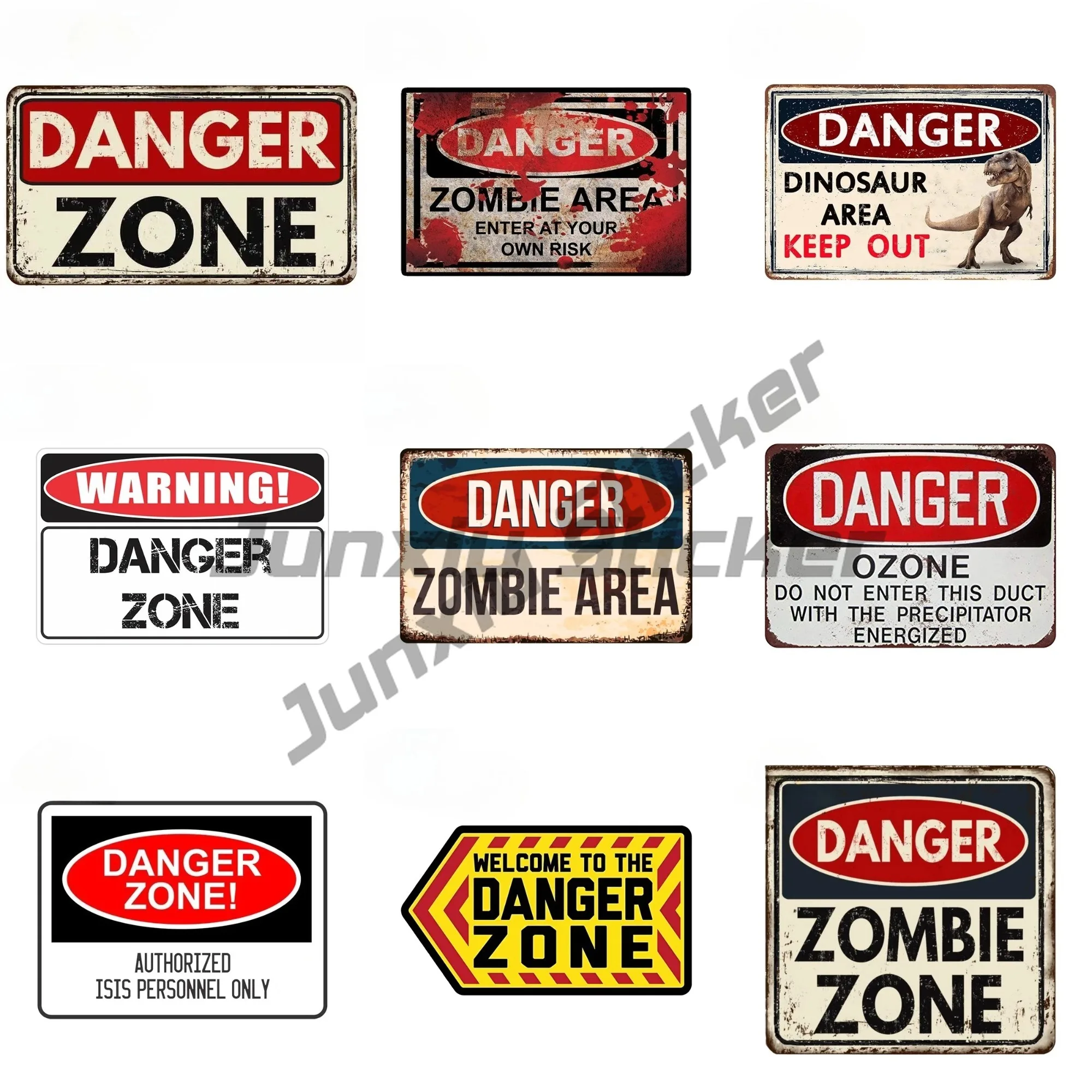 

For Danger Zone Vintage Rusty Metal Creative Car Sticker DIY Custom Printing Decal Suitable for Vehicle Decoration