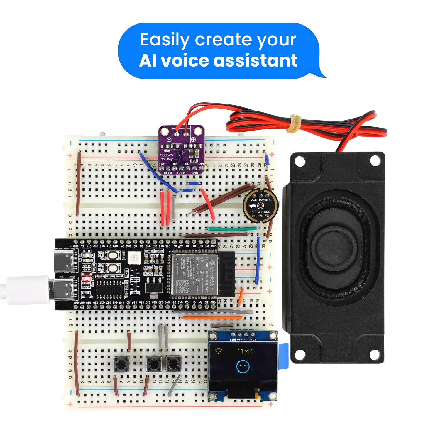Picture 7: Keyestudio Xiao Zhi AI Voice Chatbot Breadboard DIY Starter Kit with 128x64 OLED Screen For Arduino ESP32-S3-DevKitC-1 Kids STEM
