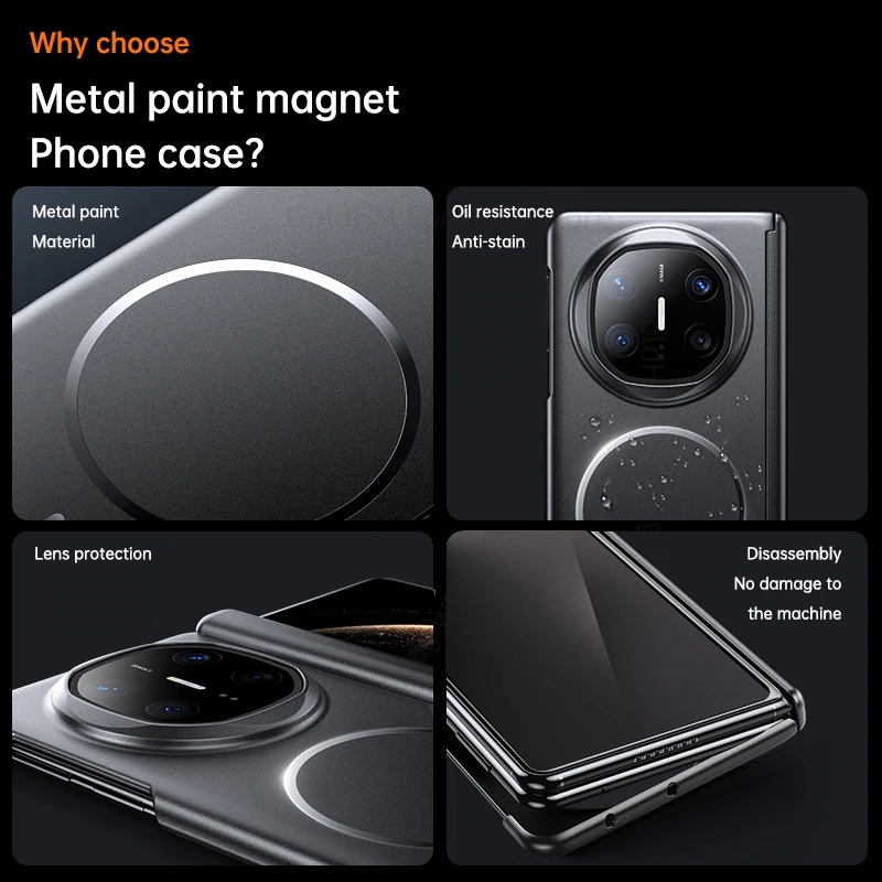 Hinge Case For Huawei Mate X6 5G Metal Paint For Magsafe Magnetic Hing Cover For Huawei Mate X5 X3 X6 Wireless Charging Fundas view 3