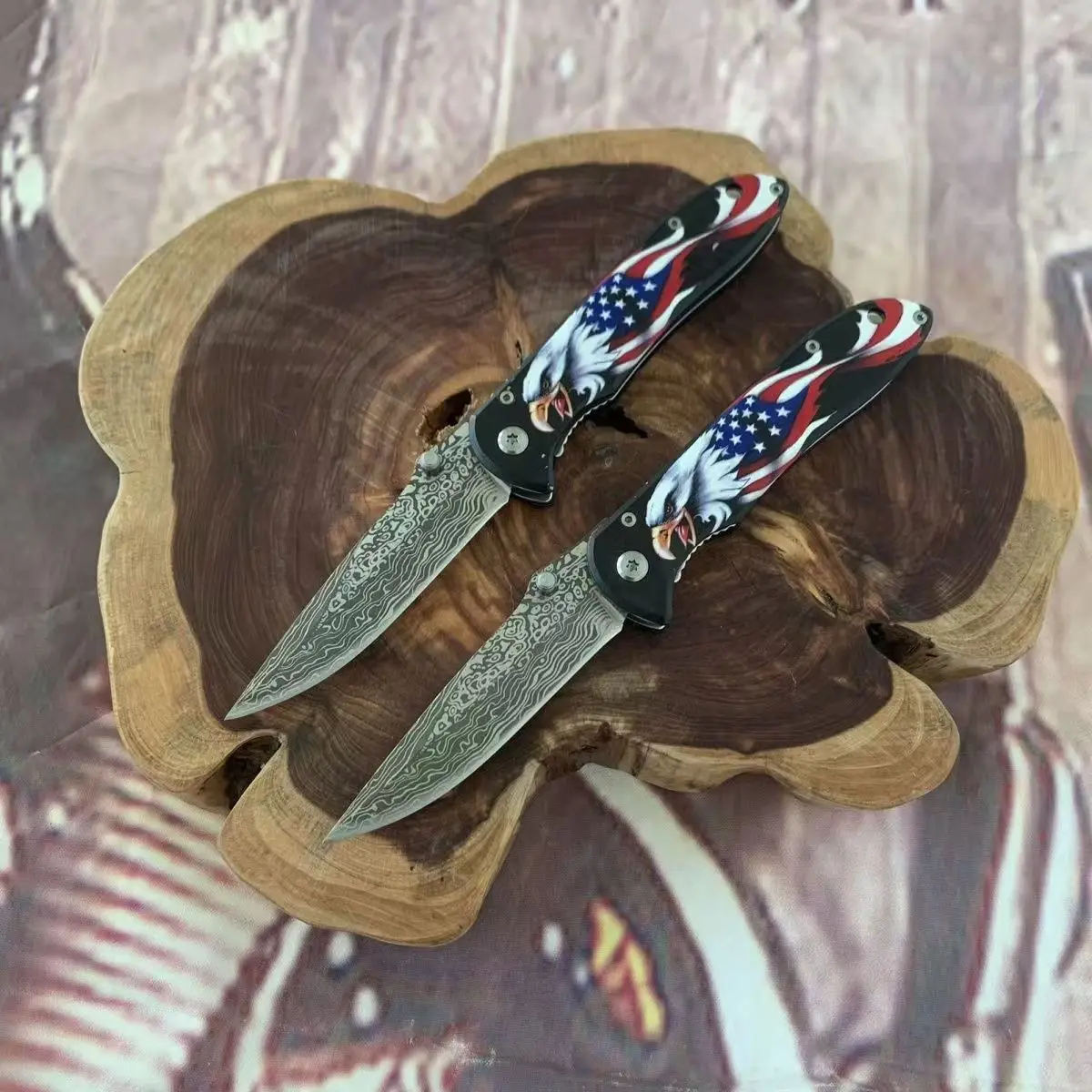 ダマスカス鋼 EDC ポケット折りたたみナイフ ロック付き ミニマルチツール サバイバル フィッシング ブッシュクラフト & アウトドア 多目的用