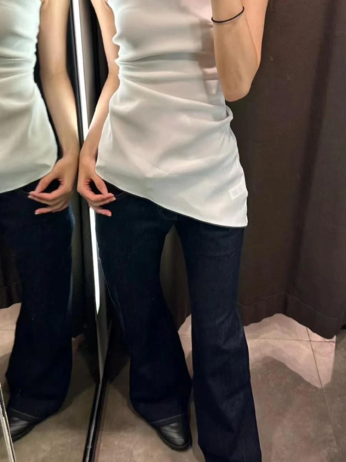 Primavera Estate Nuovo Asimmetrico ex Svel Bal Tube Top da donna Faion Pieghettato Cool Sle Slim Fit Poliestere Tirt