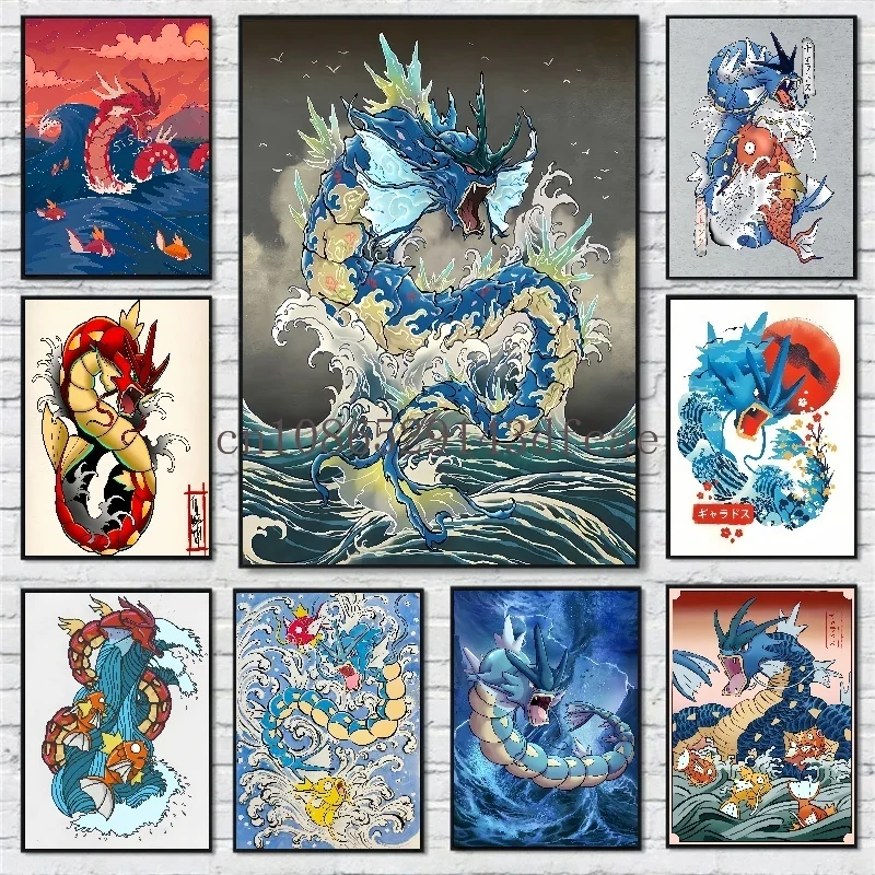 Japanese Anime Canvas Paintings Pokemon Modular Prints Gyarados Cartoon Character HD Posters Best Gift Home Decor Picture