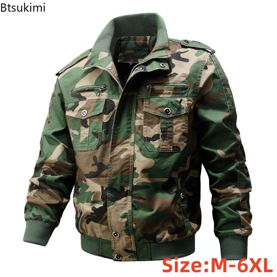 

Весенне-осенние мужские хлопковые куртки, повседневные мужские тактические ветровки с несколькими карманами, мужские куртки с воротником-стойкой, походная куртка, одежда 6XL