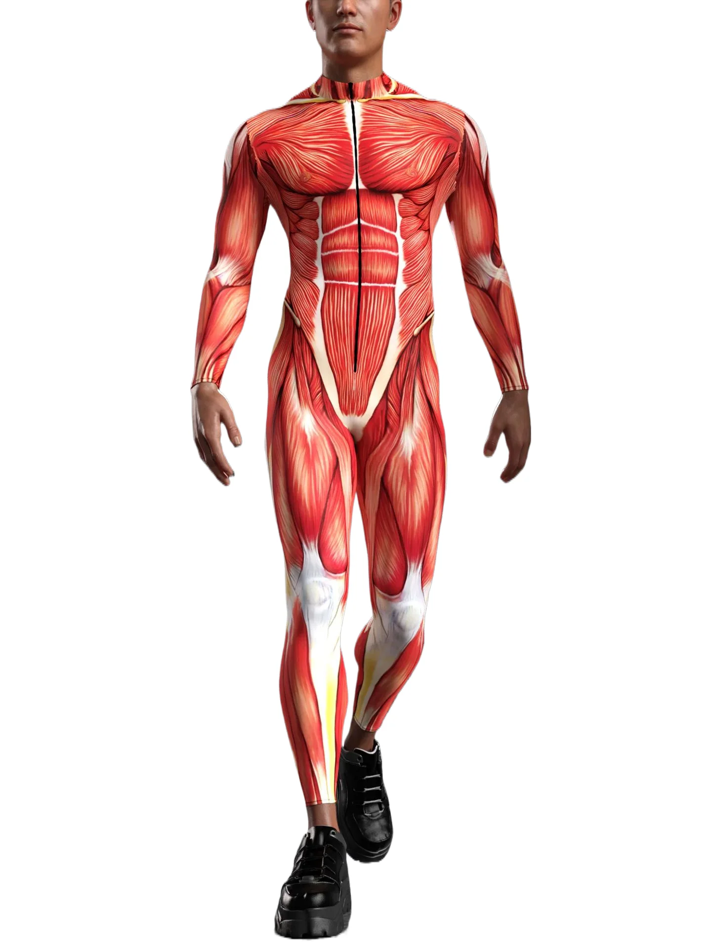 

Men's Cool Gothic 3d Muscle Print Cosplay Bodysuit Christmas Cyberpunk Bodysuit Holiday Party Carnival Tights Cycling Suit