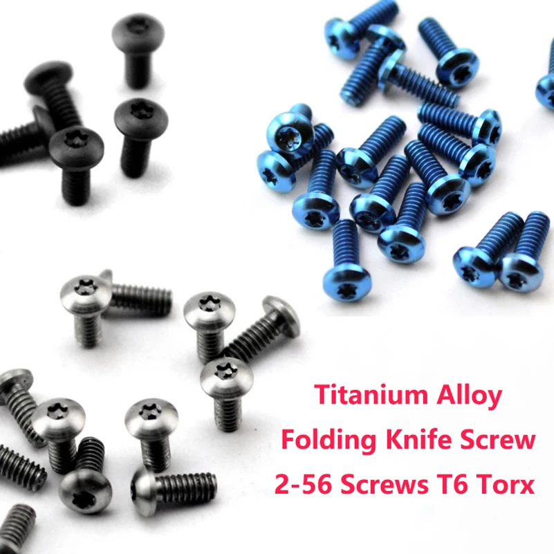 10pcs/Set Titanium Alloy Knife Handle 2-56 Screw T6 Torx Button Head Back Clip Spyderco Benchmade ZT DIY Make Accessories Parts