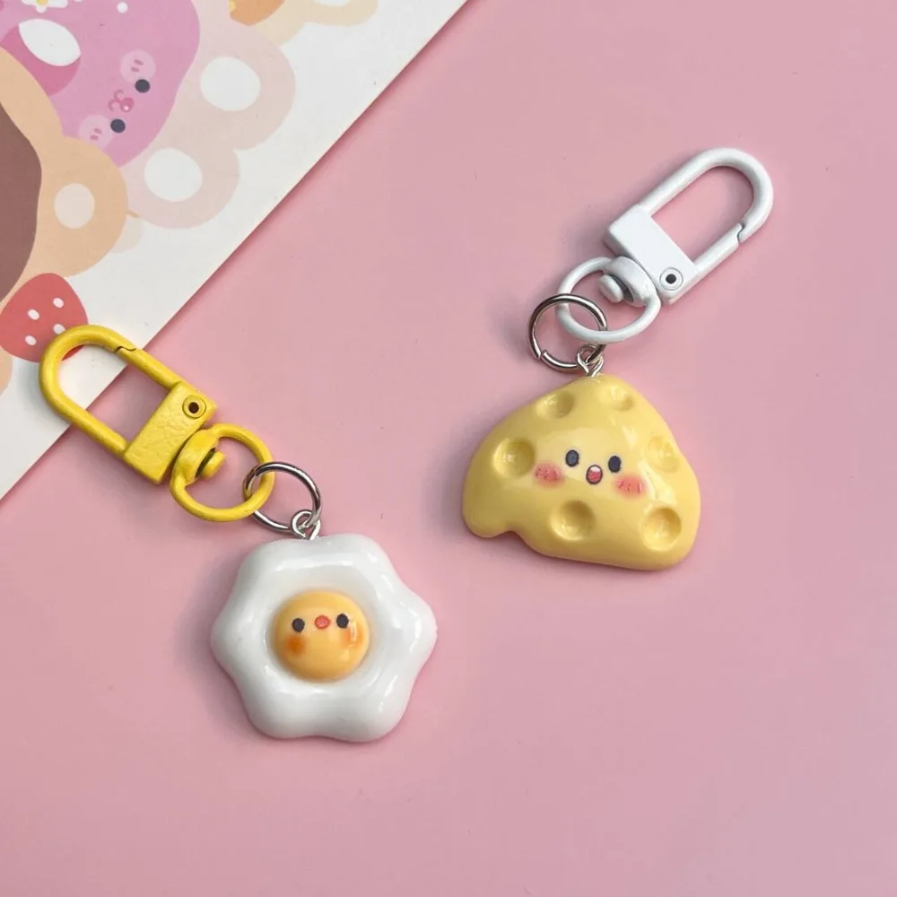 Cute Cheese Poached Egg Keychain Simulation Food Play Pendant Girl Heart Milk Huhu