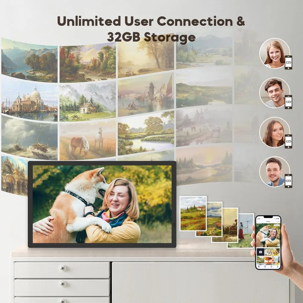 Uhale 21.5 Inch Large Digital Picture Frame WiFi with Remote Control, 1920 x 1080 FHD IPS No Touch Screen Electronic Photo