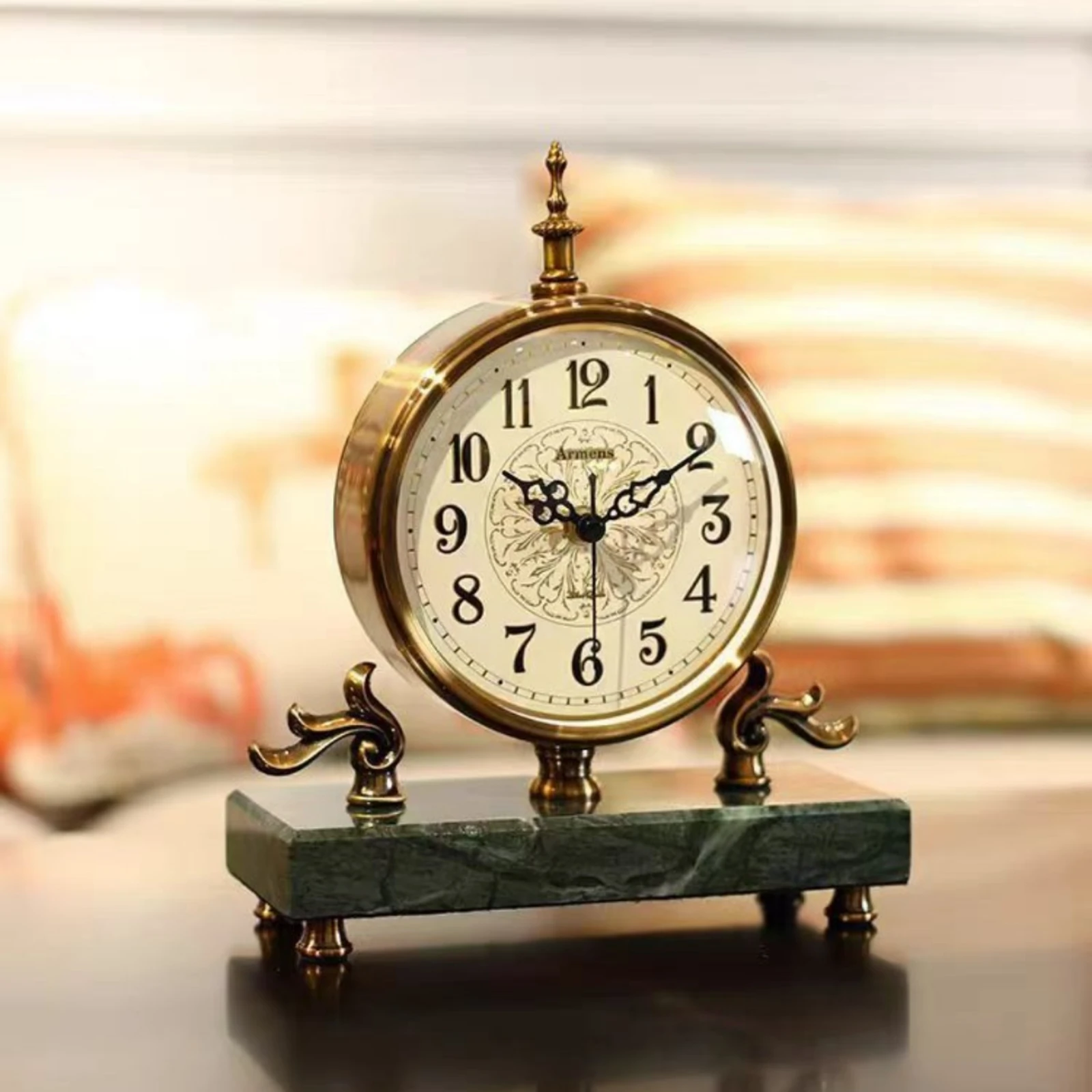 Marble Desk Timepiece Arabic Numerals Home Decor for Living Room