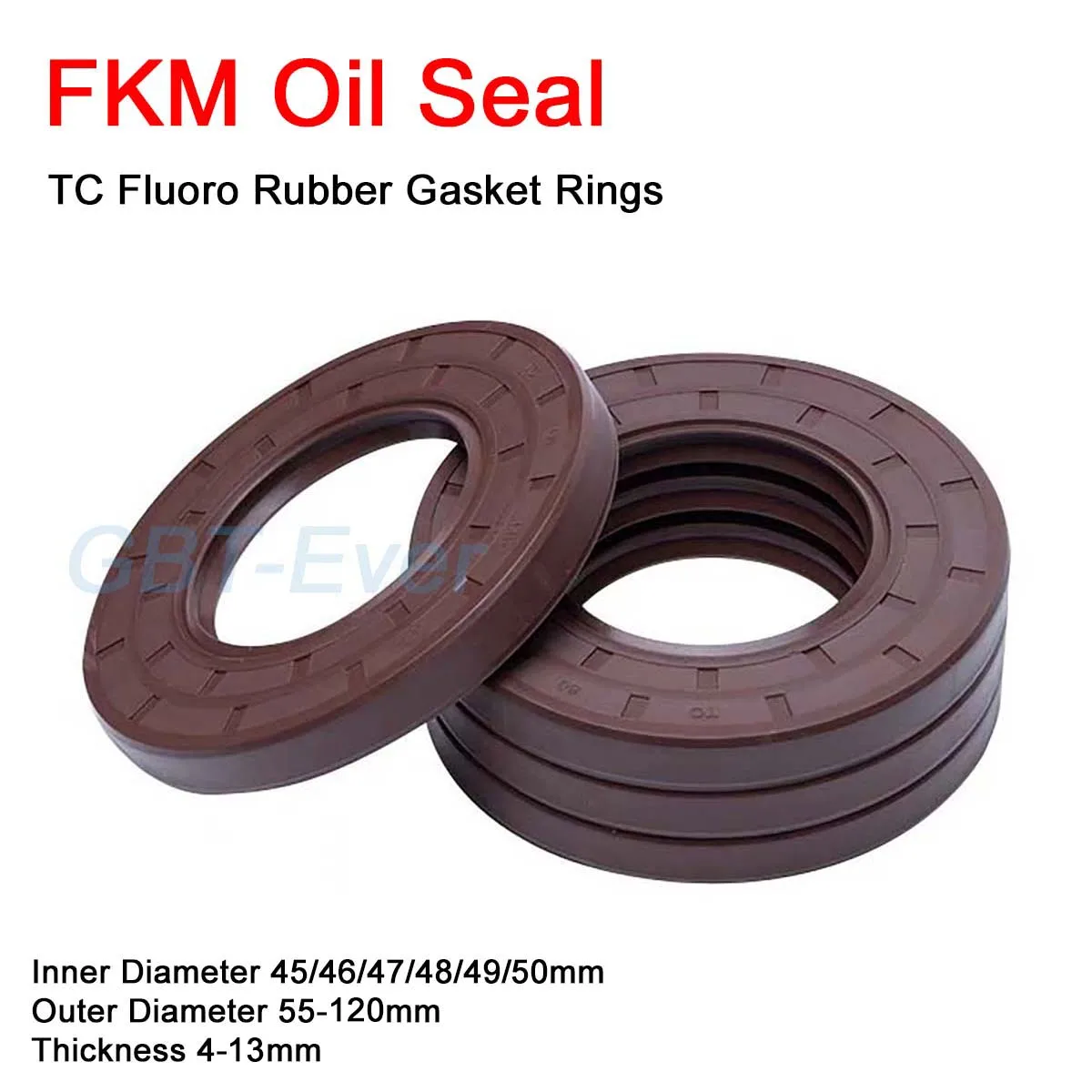 FKM Framework Oil Seal ID 45/46/47/48/49/50mm OD 55-120mm THK 4-13mm TC Fluoro Rubber Gasket Rings Cover Double Lip with Spring