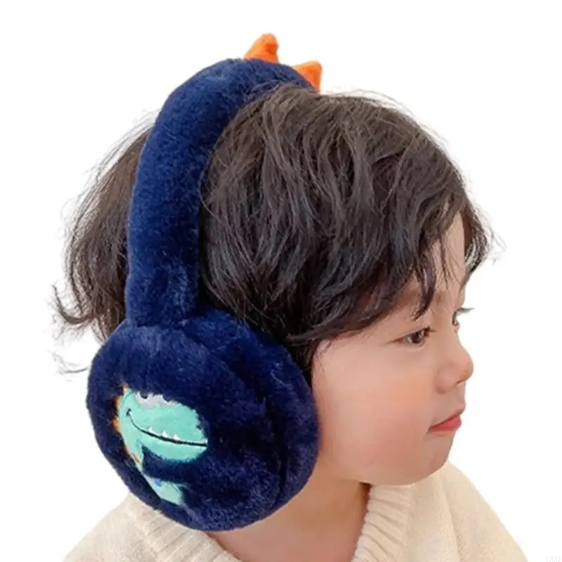 Y3NE – cache-oreilles en peluche pour filles garçons, couvre-oreilles dinosaure dessin animé, couvre-oreilles chauds