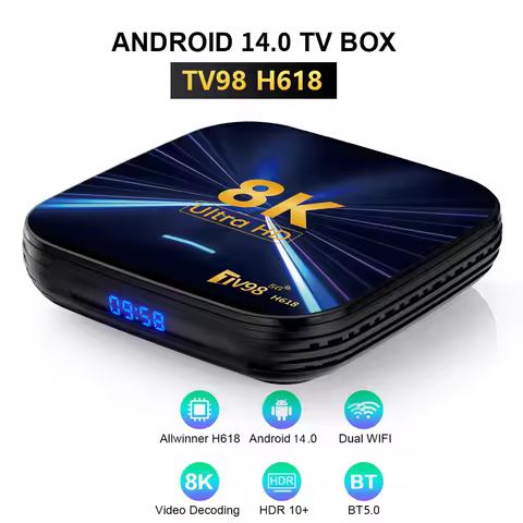 H618 Smart TV Box Android 14 Quad Core Cortex A53 8K HD Media Player 2.4G/5G Dual WiFi 8K BT Set Top Box Android Box with Remote