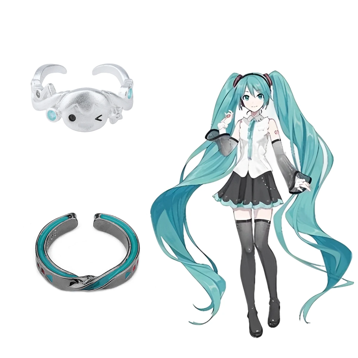 Cartoon Anime Hatsune Miku Peripheral Ring Unisex Adjustable Mobius Ring Cosplay Jewelry Accessories Fan Collection Gifts