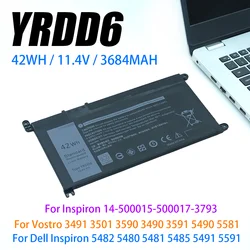 YRDD6 42Wh Laptop Battery For Dell Vostro 3491 3591 3490 3590 3501 Inspiron 5481 5482 5485 5491 5591 5485 5585 5480