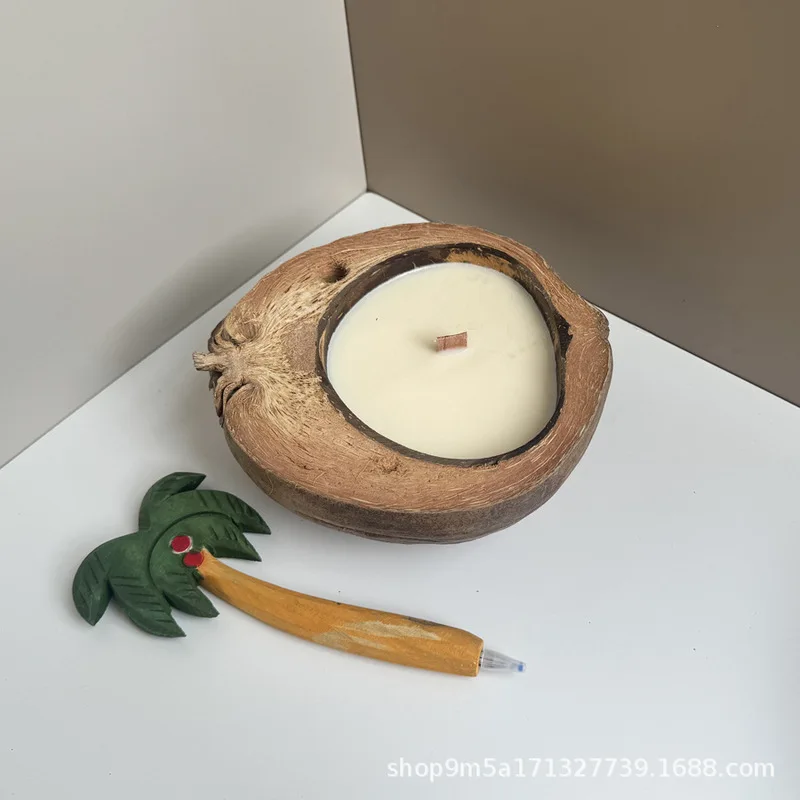Natural boat-shaped coconut shell aromatherapy candle niche romantic high-end birthday gift - Image 4