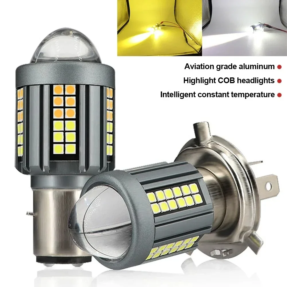 1PCS H4 BA20D Motorcycle Headlight CSP LED Moto High/Low Beam Led Bulbs Super Bright Autobike Fog Moto Scooter Lamp ATV 12V-80V