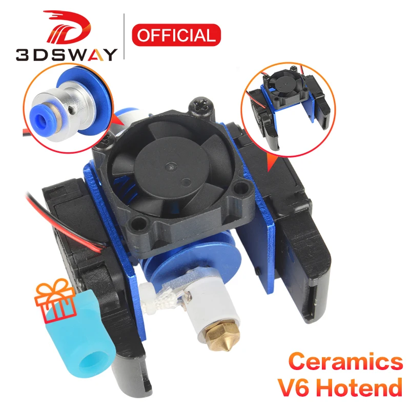 

3DSWAY New Upgrade CH-C Ceramic Heating V6 Hotend ended M6 Smooth Thread KIT for DDE Orbiter Ender 3 CR10 Mk3s 3D Printer Part