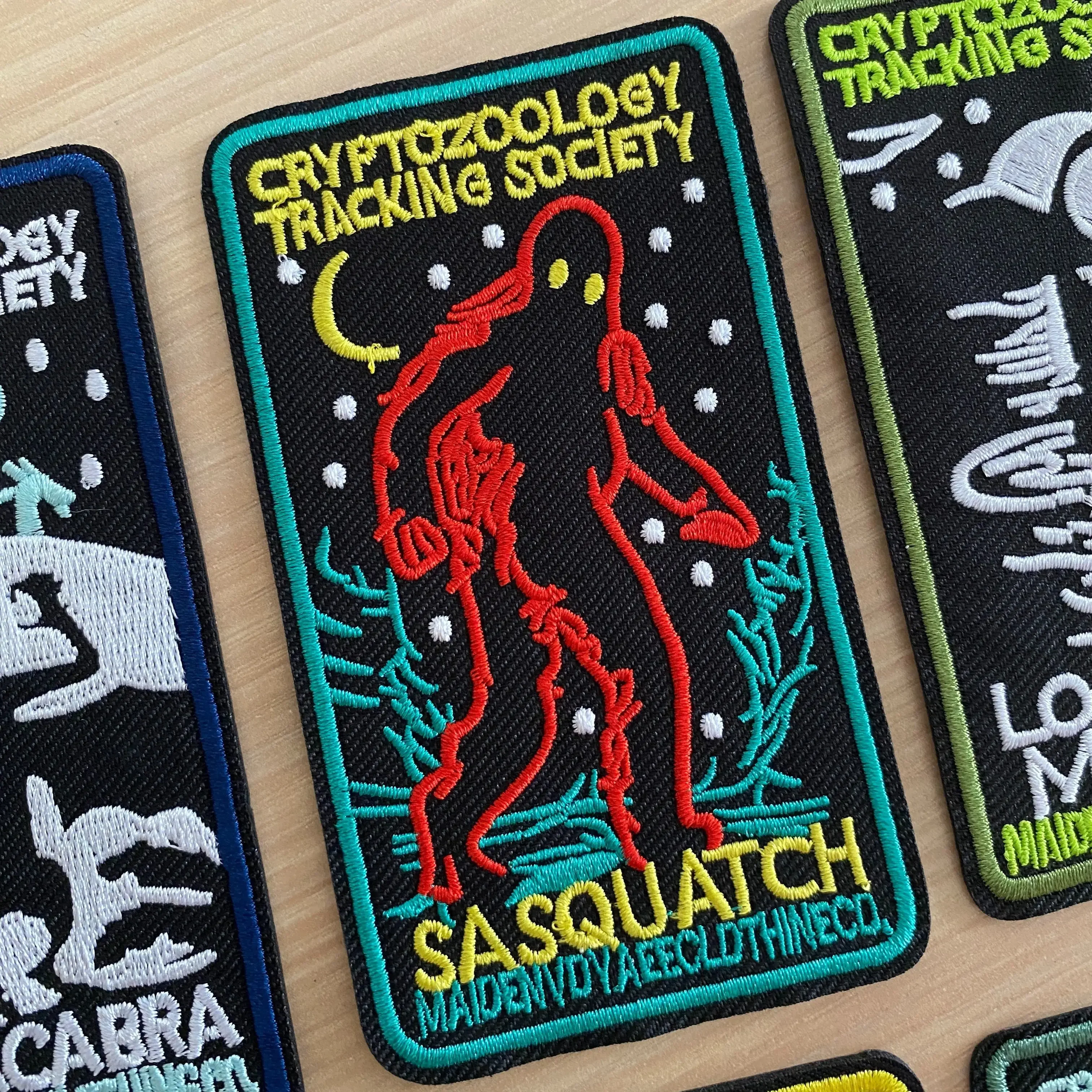 Cryptozoology Tracking Society SASQUATCH UFO Embroidered Iron-On Sew Patches Craft Badges for DIY Clothing, Shirts, Jeans, Bags