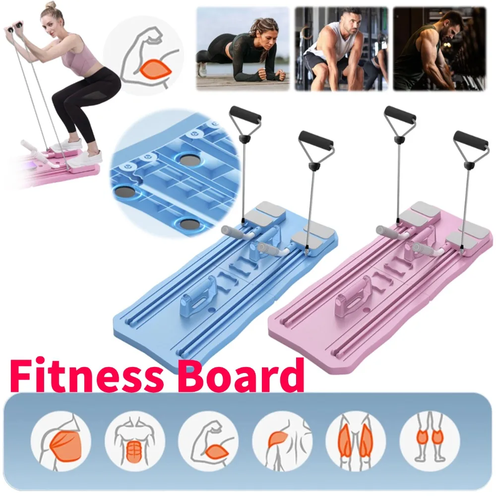 Abdominal Exercise Board Fitness Board with Mat Pilates Reformer Set Automatic Rebound Multifunctional for Men Women