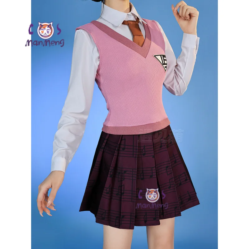 

Anime Danga Killing Harmony V3 Cosplay Kaede Akamatsu Cosplay Girl Pink Vest JK School Uniform Halloween Party V3 Suit for Woman