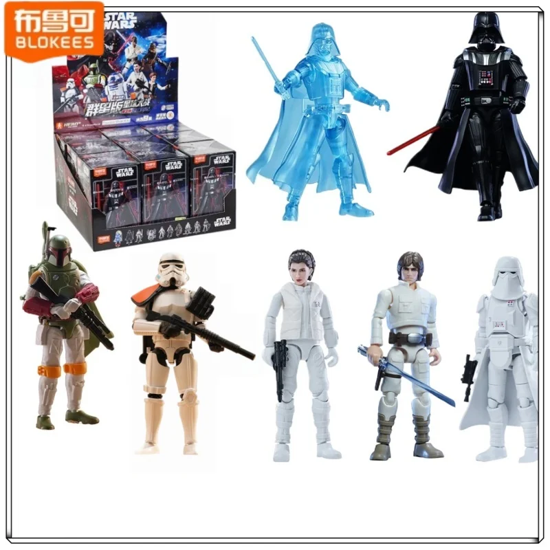 Blokees, figura de acción de Darth Vader de Star Wars, modelo de bloques de construcción transparentes de color azul, objeto de colección, adorno para escritorio, regalo, juguete.