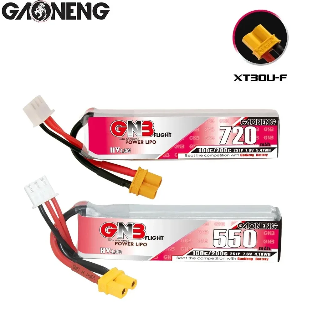 

Аккумулятор GAONENG GNB 7,6 в HV 550 мАч 720 мАч 2S 100C/200C Lipo для Tinyhawk RC вертолет Квадрокоптер FPV гоночный Дрон запасные части