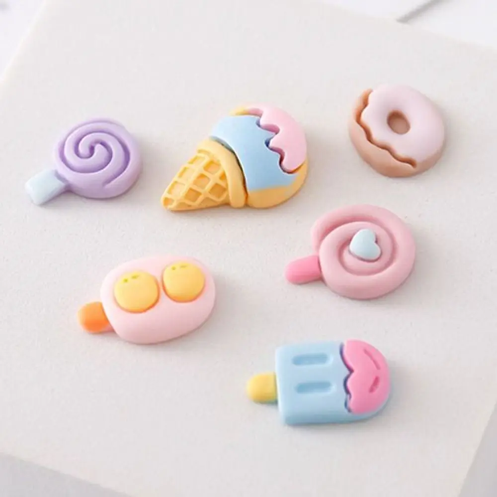 10PCS 3D Animal Animal Resin Flatback Lollipop Ice cream Cartoon Flat Back Resin Decorations Cartoon Kawaii Resin Charms