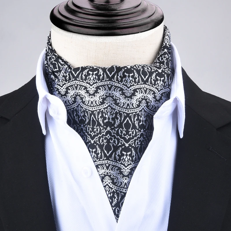 Gravata de pescoço de poliéster Vintage bolinhas masculina, Formal Cravat, Ascot Scrunch, auto estilo britânico, cavalheiro, luxo