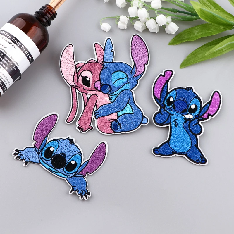 

MINISO Stitch Cartoon Embroidered Patc Cute Blue Planet Design, Iron-On/Sew-On Applique For Clothing And Bags Fashion Accessory