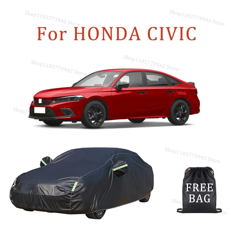 

Для HONDA CIVIC автомобильный чехол, полные чехлы со светоотражающей полосой, пылезащитный, устойчивый к УФ-излучению, устойчивый к царапинам, солнцезащитный защитный чехол
