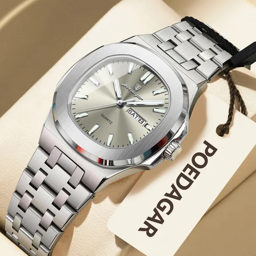 Imagen 2 del producto POEDAGAR, reloj cuadrado de moda para mujer, luminoso, resistente al agua, fecha, semana, reloj de mujer, relojes casuales de cuarzo de acero inoxidable para mujer