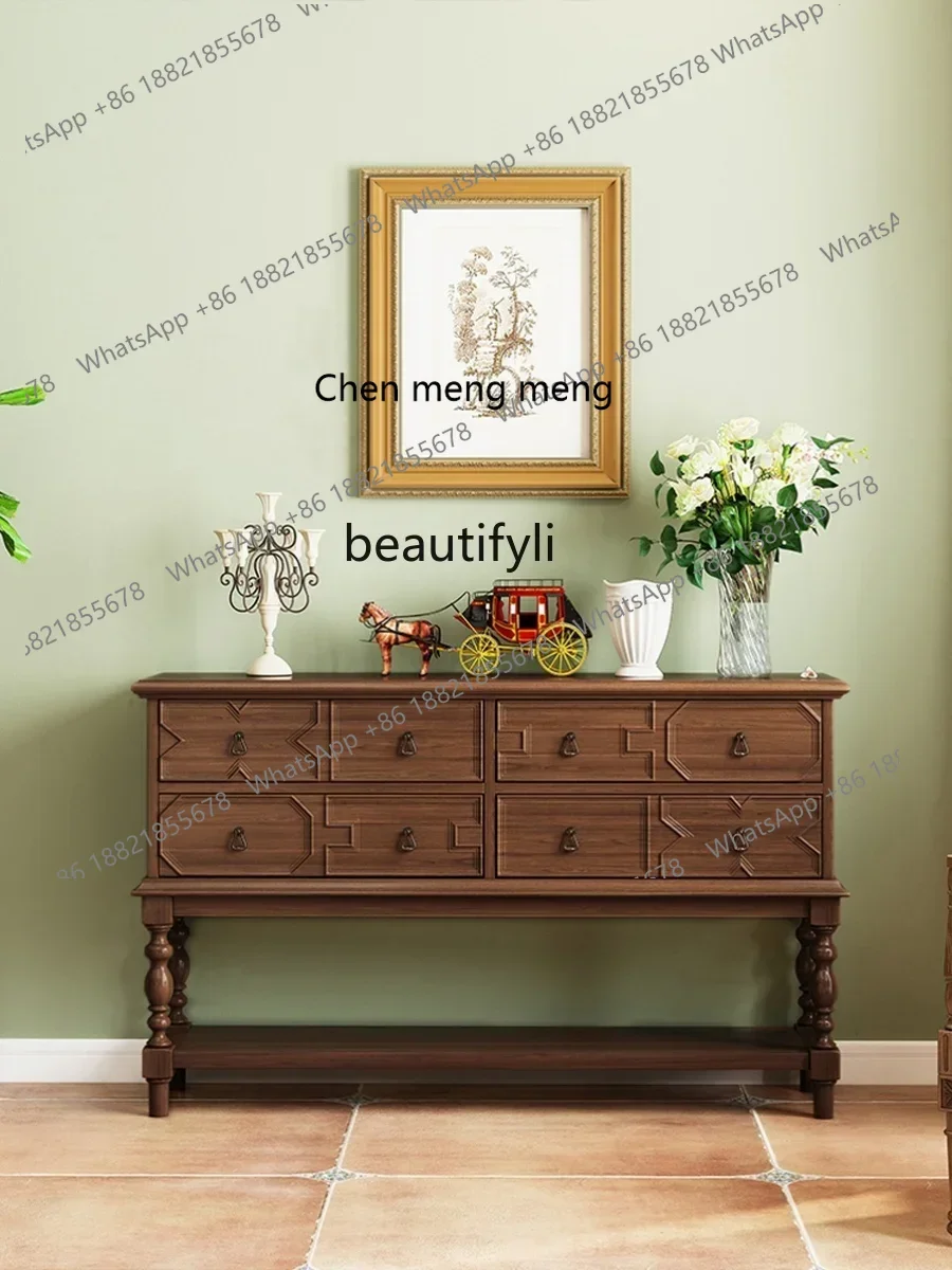 X American country solid wood porch cabinet living room French retro, door, shelf, drawer, locker