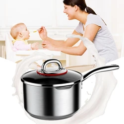 18/10 Stainless Steel Single Handle Milk Pot Complementary Food Pot Cooking Noodle Soup 16/18cm