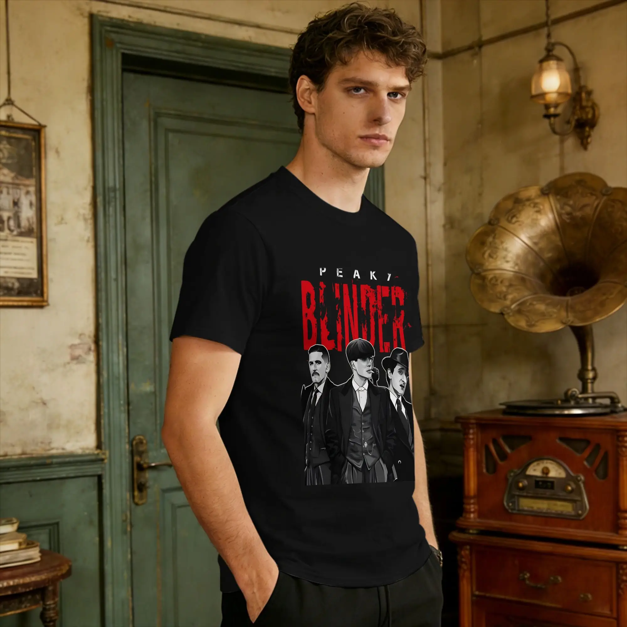 Men's Tommy Shelby T-Shirts Peaky Blinders  100% Cotton Top Tees Summer Short Sleeves T Shirt O-Neck Harajuku Print Tee Shirt