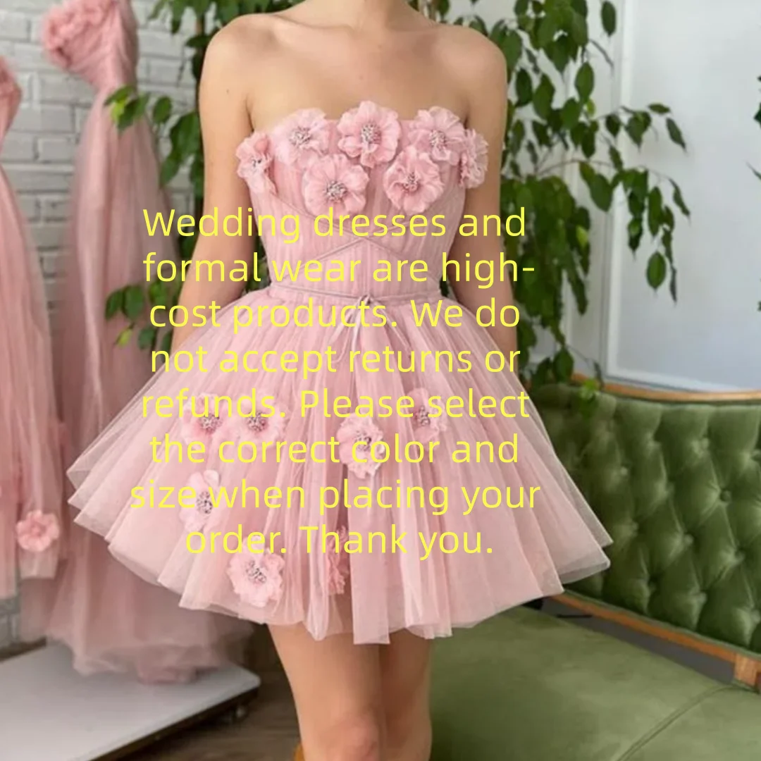 Modern New Mini 3D Flowers Strapless Homecoming Dresses Elegant Sleeveless Backless Party Wedding Gowns Customized