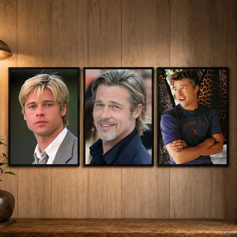 Wireless Celebrity B-Brad PittS Poster Self-adhesive Art Poster Decoracion Painting Wall Art White Kraft Paper Home Decor