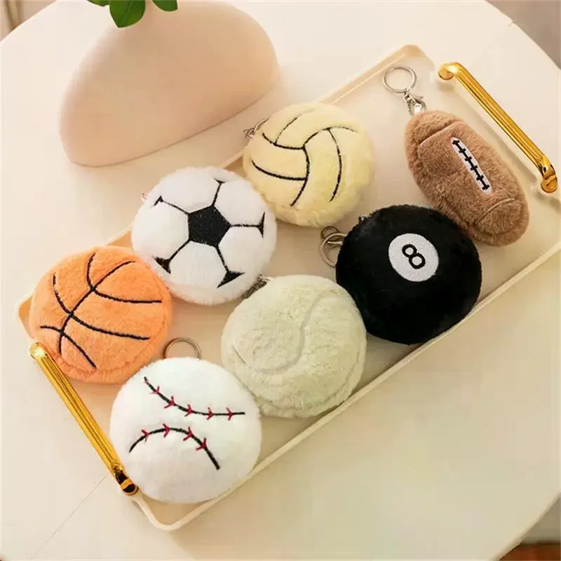 

Ball-shaped Football Rugby Billiards Basketball Volleyball Baseball Tennis Plush Doll Mascot Stuffed Toys Keychain Bag Pendants