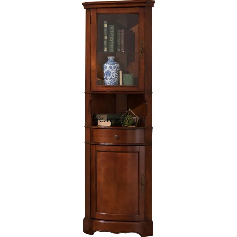 

LD6American-Style Solid Wood Corner Cabinet Living Room European-Style Triangle Simple Storage Cabinet