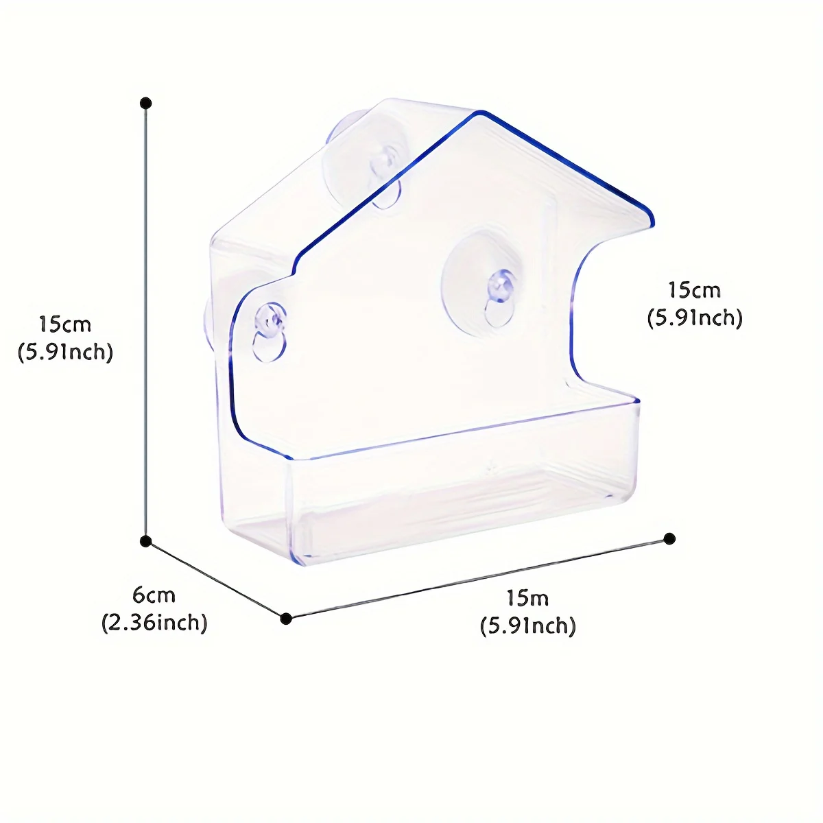 وحدة تغذية الطيور من الأكريليك الشفاف مع أكواب شفط قوية. متين وسهل التنظيف، مثالي للحديقة والفناء. مشاهدة الطيور من نافذة!