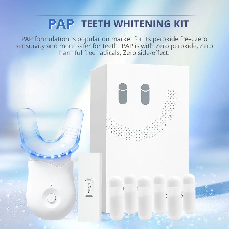 Luxsmile Teeth Whitening Kit 10 Mins Timer PAP Peroxide Free Best Home Whiten Wireless Led Teeth Whitening Kit With Pods