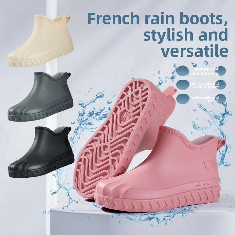 Women's Rain Shoes Rainy Season Commuter Rubber Shoes Water Shoes Kitchen Women's Shoes Platform Non-slip Boots Short Boots