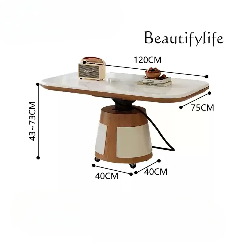 Electric lifting coffee table dining table dual-purpose living room new small apartment movable balcony small table