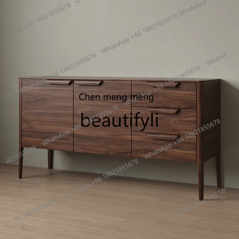 

Black walnut, new Chinese simple household living room dining side cabinet storage cabinet bedroom bedside cabinet H