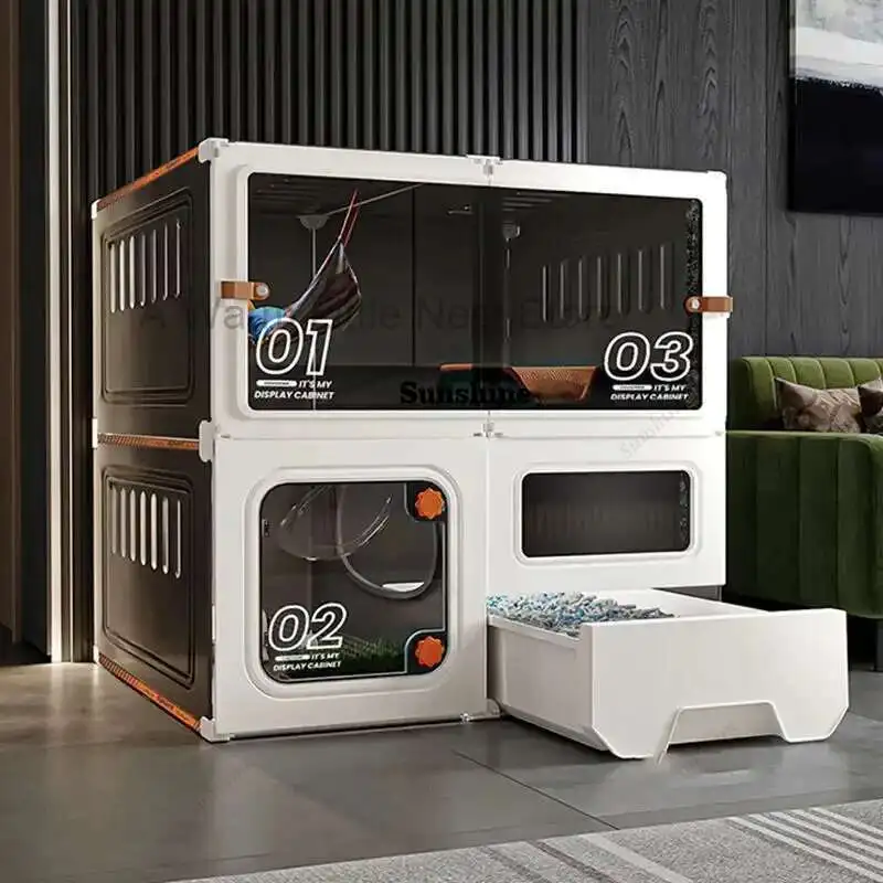 Minimalist Modern Cat House Cats Litter Box Integrated Cat Cage Light Luxury Large Free Space Household Indoor Cages for Cats